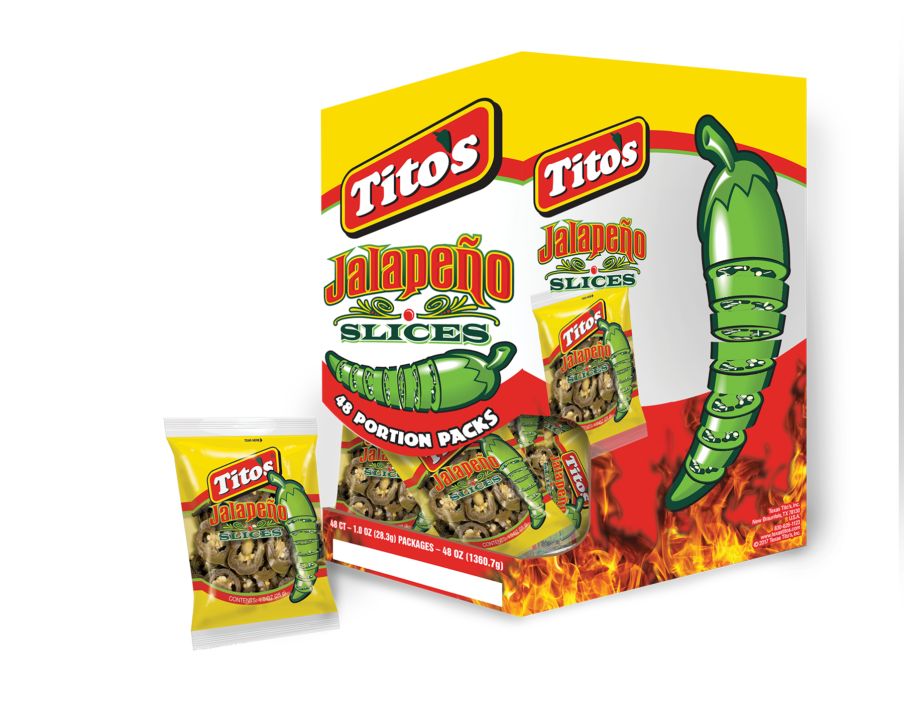 s5136 48ct Display Sliced Jalapenos (1.0 oz) | Texas Tito's Inc